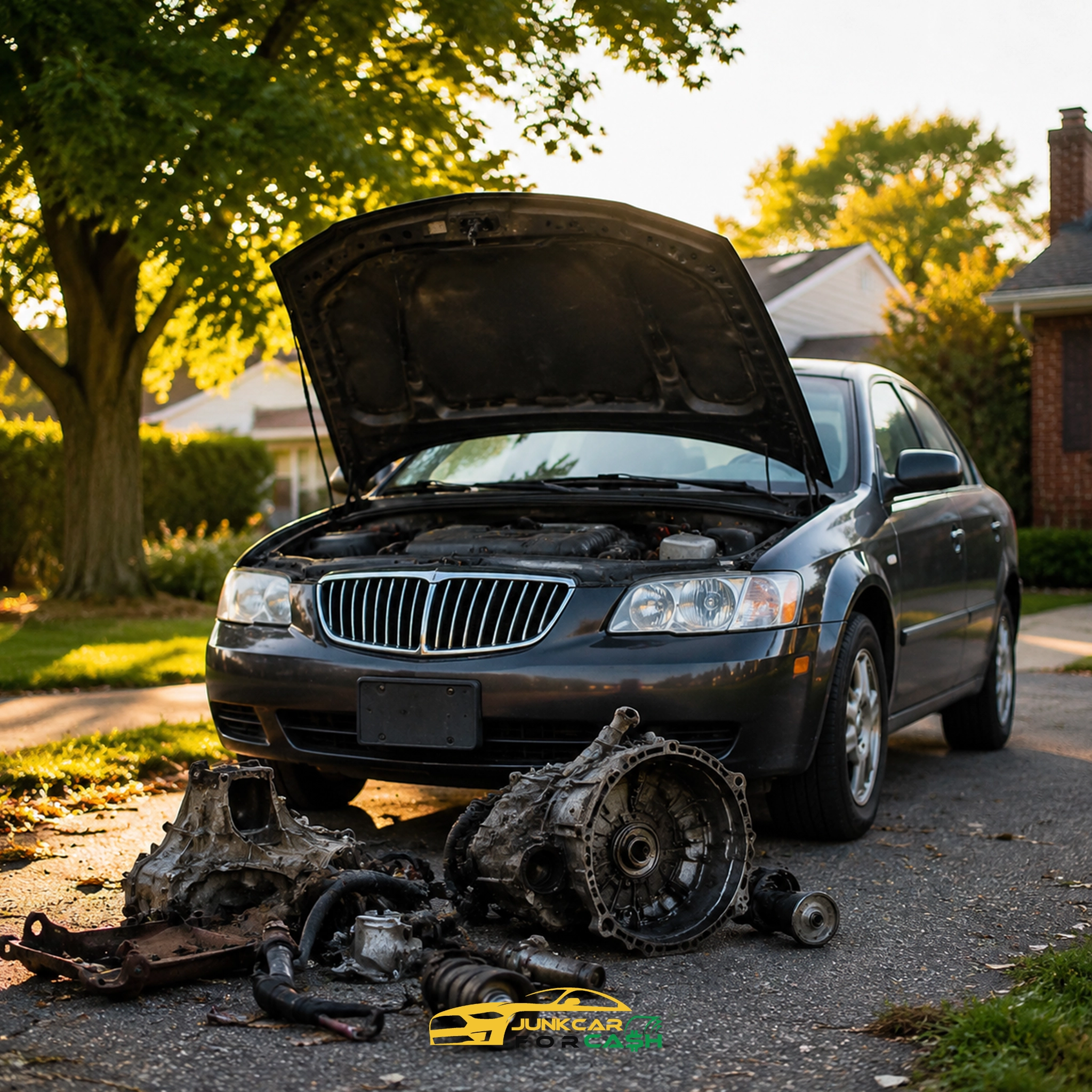 A car with a broken transmission