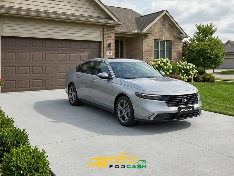 A honda parked in the driveway
