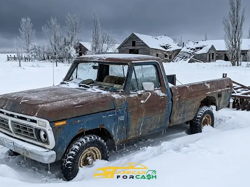 A truck in the snow